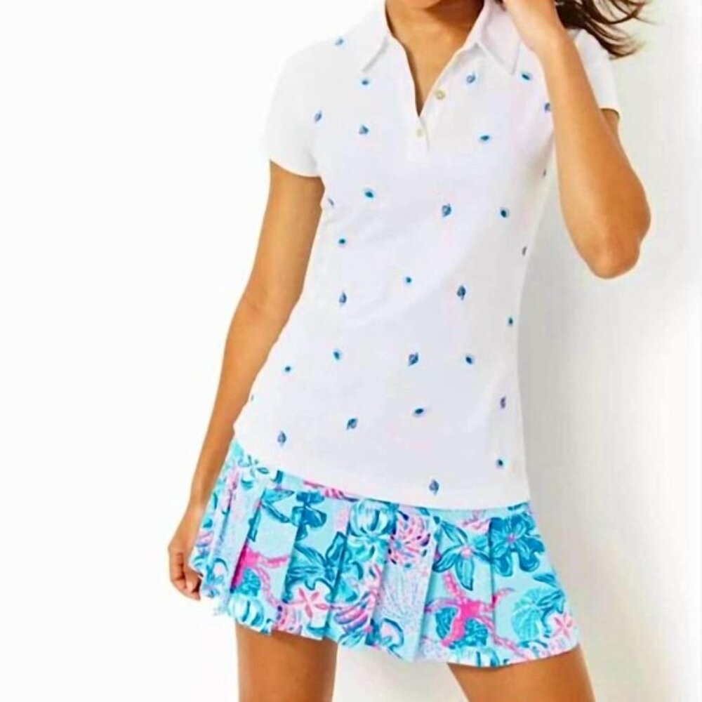 NWOT LILLY PULITZER UPF 50+ Luxletic Frida Polo Top in Resort White S